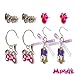 LUV HER Disney Hypoallergenic Earrings for Girls - 2 Stud & 2 Fishhook Drop Earrings with Charms, One Size Fits All, Fun Accessories for Girls Ages 4+