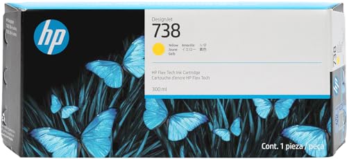 HP 738 300-ml Yellow DesignJet Ink Cartridge cartouche jaune originale 1 pièce XL