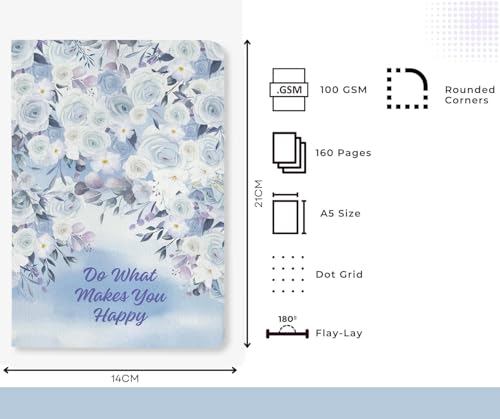 Image of 100 GSM A5 Dot Grid Journal Diary: 160 Pages (Do What Makes You Happy)