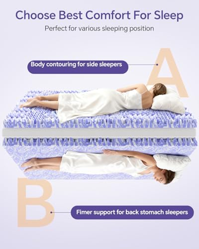 Image of ChiXpace Dual Layer 5 Inch Memory Foam Mattress Topper Twin XL - 2 Inch Gel Memory Foam and 3 Inch Pillow Top Mattress Pad, 7-Zone Egg Crate Twin XL Size Mattress Topper (Black)