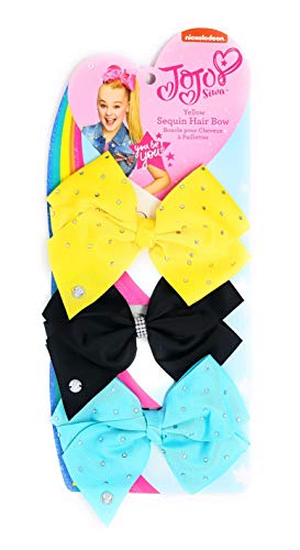 Jojo Siwa Bow for Girls Bundle, 3 Bows - Black, Teal and Yellow