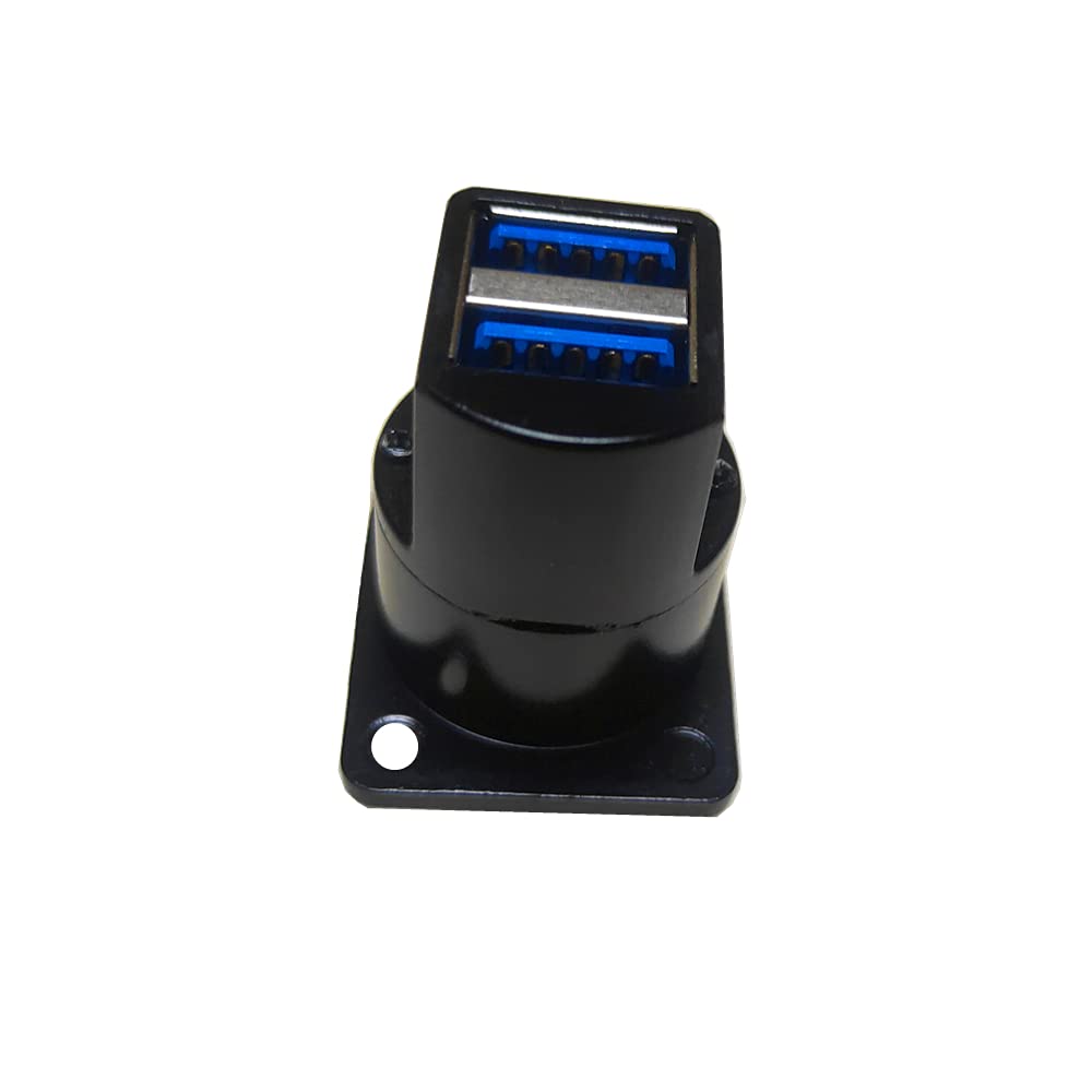 VOSSOT Porta USB da pannello, Adattatore USB 3.0 Type A rotondo con coperchio antipolvere,Connettore femmina-femmina a vite per trasferimento dati auto, industria, palco