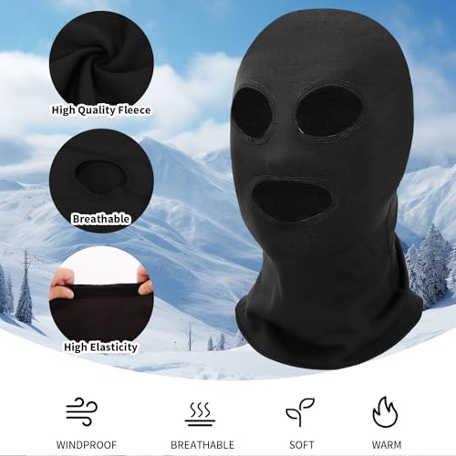 3 Hole Winter Face Mask Outdoor Sports Full Face Cover Ski Mask Warm Fleece Balaclava for Adult Skiing Motorcycle Wind Sun UV Protection - Image 3