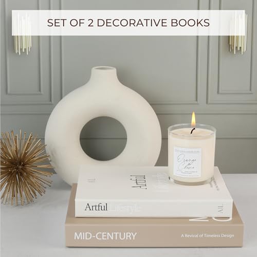 Aesthetic Decorative Books - Set of 2 Stylish Boxes Enhance Your Coffee Table, Bookshelf or Mantle Decor - Beautiful Fake/Faux Books for Modern Home Decoration, Photo Storage and as a Keepsake Box