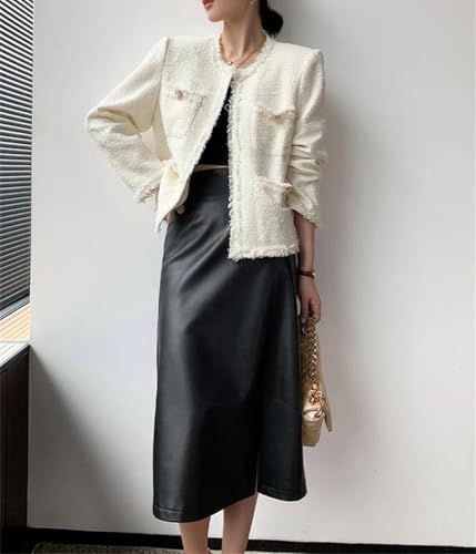 Women High Waist Soft Leather Midi Skirt Autumn Winter Zipper Long Straight Skirt3