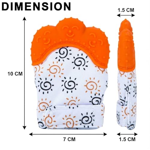 Image of FunBlast Baby Teething Mitten - Soft Silicone Teether Glove for Infants, BPA-Free, Safe & Comfortable Teething Toy for 3+ Months Babies, Toddlers, Infants (Orange)
