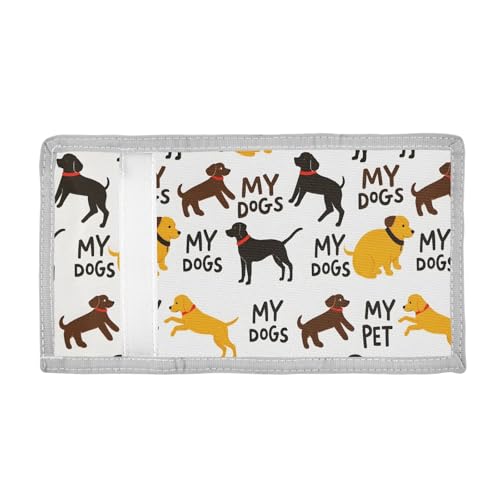 ALAZA Kids Wallets for Boys Girls Toddler Trifold Wallet Children Small Yellow Dogs Black Dogs with Zipper Coin Pocket2