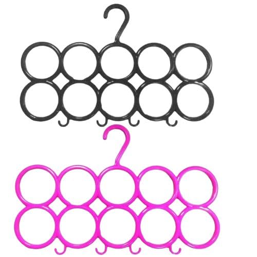 Amro 10-CircleRing Hanger Organize with Ease: Pack of 2 Multicolour Circle Plastic Ring Hangers for Scarves, Shawls, Ties, and Belts - Closet Accessory Wardrobe Organizer (Size 34 x 23 x 1)-image-47
