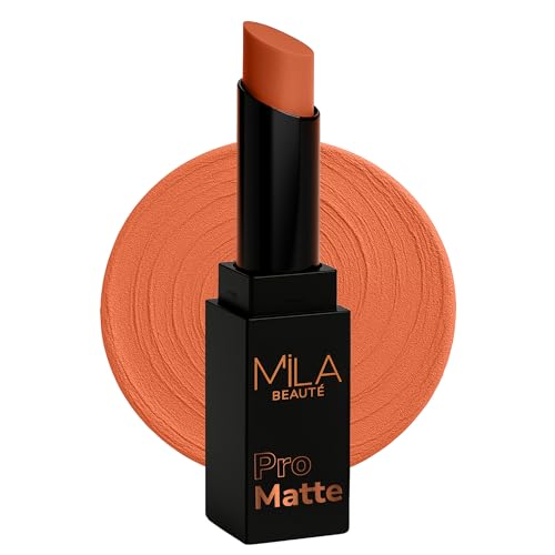 Image of Mila Beaute Pro Matte Lipstick | Highly Pigmented & Long lasting | Semi Matte Finish | Light Weight Lipstick | Single Swipe Application | Luxurious Lip Color | Shade - (Raazi, 4.2g)