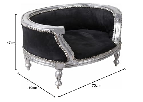 Hundebett Barock Katzenbett Hundesofa Schwarz Silber Hund Katze Bett Liege cat700e02 PalazzoExklusiv