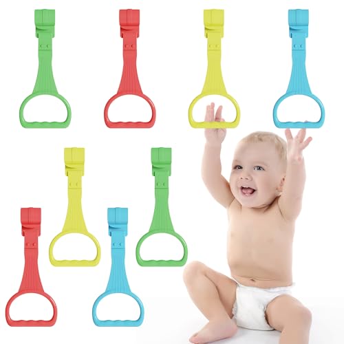 Image of 8Pcs Pull Up Rings - Baby Walking Exercises Assistant - Bed & Crib Stand Up Rings (4 Colors)