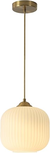 Luces colgantes modernas de mediados de siglo, isla de cocina, pequeña lámpara colgante de vidrio de leche, lámpara colgante de globo dorado, luz