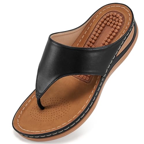 Alicegana Womens Sandals Wedge Shoes: Comfortable Dressy Summer Flip Flops Casual Walking Beach Slides