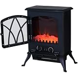 HOMCOM Chimenea Eléctrica de Pie 1000W/2000W 15-30 ㎡ 45x28,5x54 cm Negro
