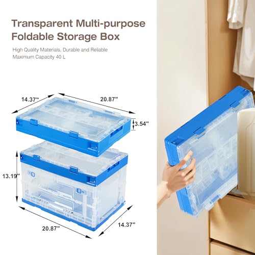 Image of Torin ATZJ001B Folding Storage Box: Collapsible Storage Bins with Lids for Clothes and Books Organization, Capacity - 40L