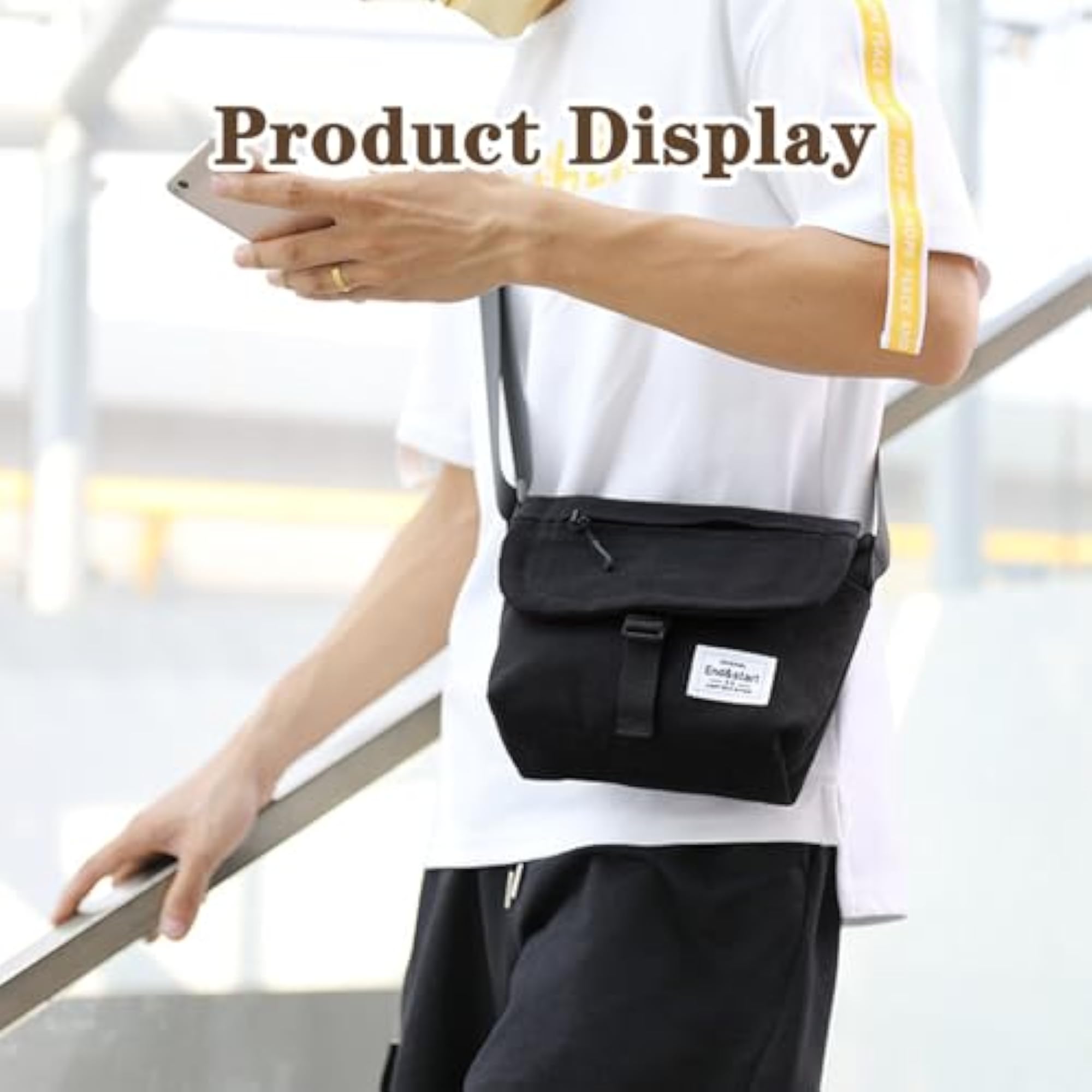 Small Canvas Messenger Bag for Men, Travel Purse