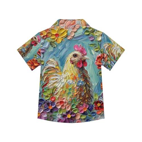 Image of PinUp Angel Funky Casual Hawaiian Shirt Kids Boys Girls Art Oil Painting Animal Pattern Short Sleeve Unisex Beach Shirt
