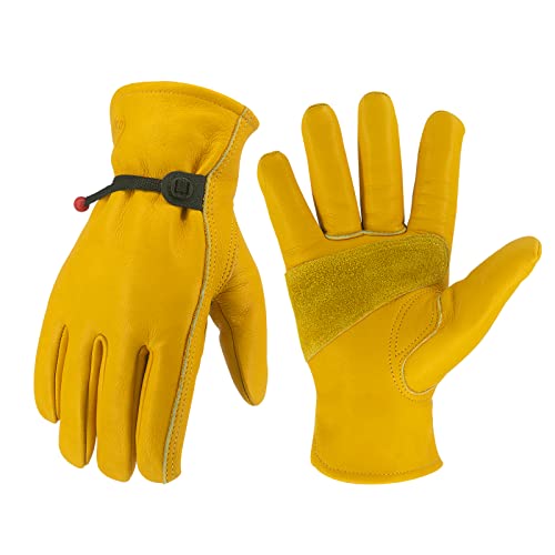 Image of Leather Work Gloves for Men and Women - Soft Flexible Gardening Gloves With Adjustable Wrist, Abrasion and Puncture Resistant (XL)