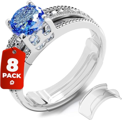 Ring Sizers for Loose Rings Clip Ring Adjusters in 8 Sizes Fits Flat Bands Up to 8 mm Invisible Ring Guards for Women & Men