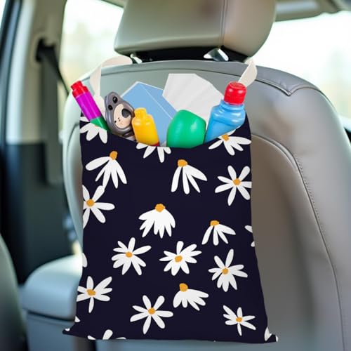 Image of Daisy Decor Car Trash Bag Car Garbage Bag Hanging Cars Trash Can Spring Decor Waterproof Cars Back Seat Organizer for Vehicle Travelling Camping