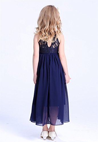 Girls Lace Party Wedding Long Chiffon Junior Bridesmaid Dress3