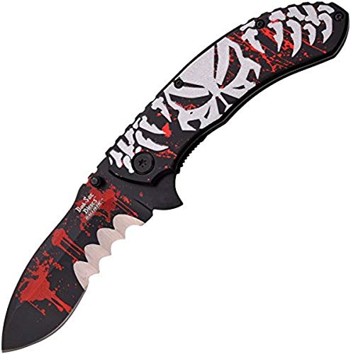 New Product MASTER CUTLERY DS-A013BGY Dark Side Blades 4.75" Half Serration Folder, Grey Skull on Black Aluminum Handle New Product MASTER CUTLERY DS-A013BGY Dark Side Blades 4.75" Half Serration Folder, Grey Skull on Black Aluminum Handle