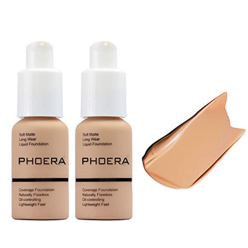 FREEORR 2pack Natural Moisturizing Matte Oil Control Concealer Foundation Cream,Long Lasting Waterproof Matte Liquid PhoeraFoundation,Facial Blemish Concealer,104 Buff Beige-30ml