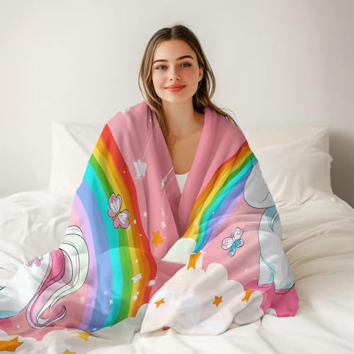 Couverture flanelle douce licorne colorée pour éliminer le froid du soir
