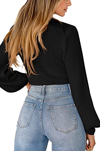Womens Fall Winter Cropped Sweater Causal Mock Neck Ribbed Knit Pullover Jumper Tops4