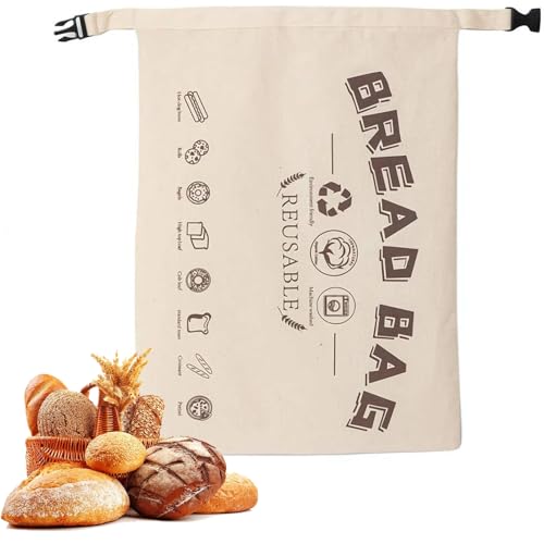 Extra Large Beeswax Bread Bags Reusable Cotton Linen Bread Storage Bags for Homemade Bread/Sourdough/Fresh Bread Portable Beeswax Food Wrap for Home Picnic Traveling Daily Use (1 Beige)