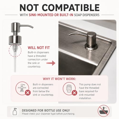 Image of Soap Dispenser Pump Head Replacement 28mm Stainless Steel Brushed