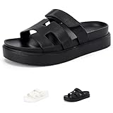 Sandalias de Piso para Mujer,Puntera Abierta,Antideslizante,Suela Gruesa,Estilo H Contigo Verano (Negro, Adulto, Mujer,...
