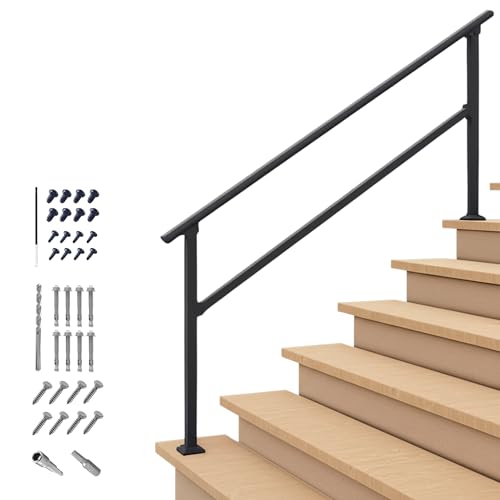 CR Fence & Rail Handrails for Outdoor Steps & Indoor Stair Railing Kit, 5-6 Steps Safety Hand Rail for Porch & Deck