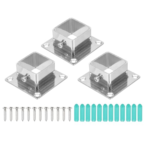 Bases cuadradas para postes de 1.2 pulgadas uxcell, anclaje de barandilla, 3 piezas 2