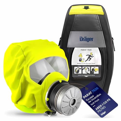 Dräger PARAT 7520 Capucha de Emergencia con Filtro Combinado ABEK CO P3| Adecuada para áreas industriales y para el Escape en Caso de Incendio | Empaquetado en un Estuche de Tela (Soft Case)…