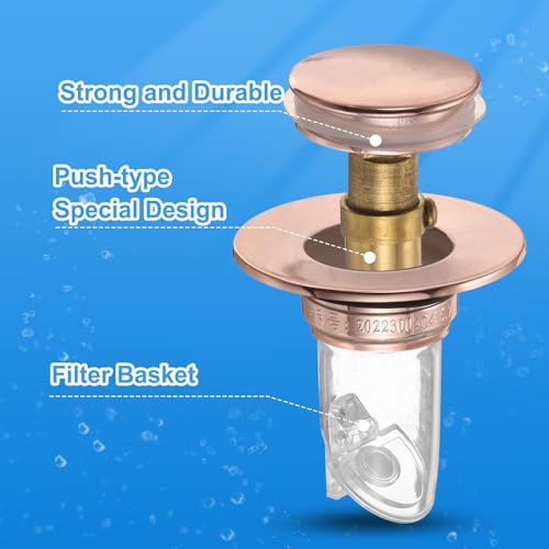 Tapón para lavabo de baño con filtro y sello push miniatura 3