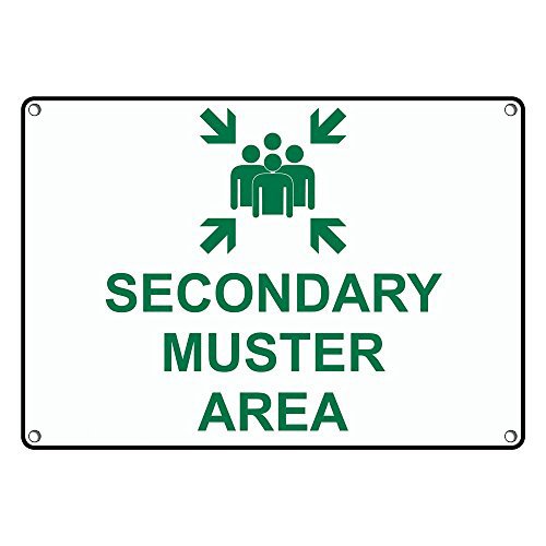 Weatherproof Plastic Secondary Muster Area Sign with English Text and Symbol