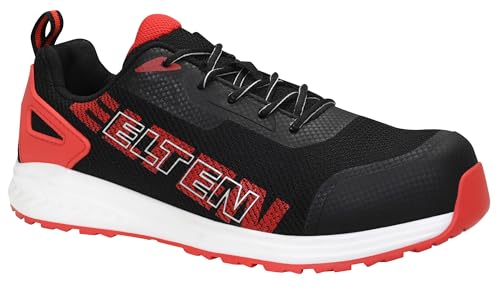 ELTEN BATIS black-red Low ESD S1PL, Sicherheitsschuhe für Damen+Herren, leicht, Kunststoffkappe (leichter als Stahlkappe), Obermaterial: Textil, Innenfutter: Textil (atmungsaktiv), Gr. 39