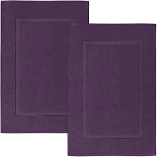 Utopia Towels Cotton Banded Bath Mats, [Not a Bathroom Rug], 53 x 86 CM, 100% Ring Spun Cotton - Highly Absorbent and Machine Washable Shower Bathroom Floor towel (Pack of 2) (Plum)