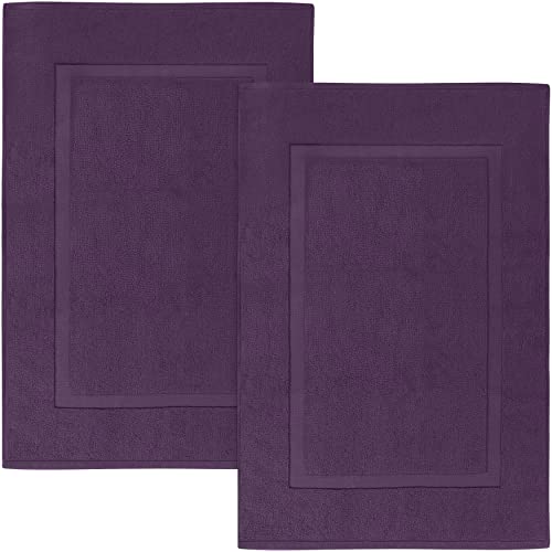 Utopia Towels - Lot de 2 Tapis de Bain en 100% Coton - Tapis Salle Bain - Lavable en Machine (53 x 86 cm) (Prune)