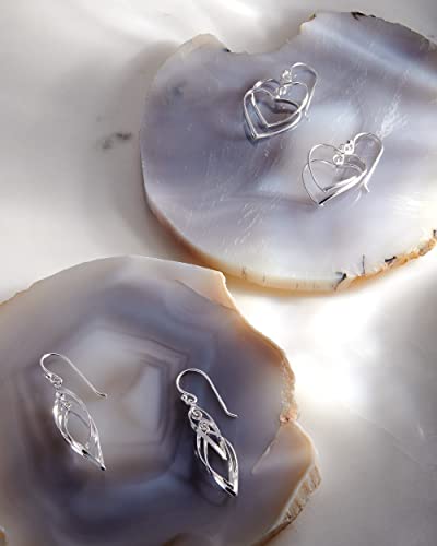 Milla Teardrop Earrings - Designer Silver Statement Earrings Or Gold Dangle Earrings For Women Trendy Upscale Dangly Earrings (Linear Swirl/Sterling Silver Plated) #TOP6