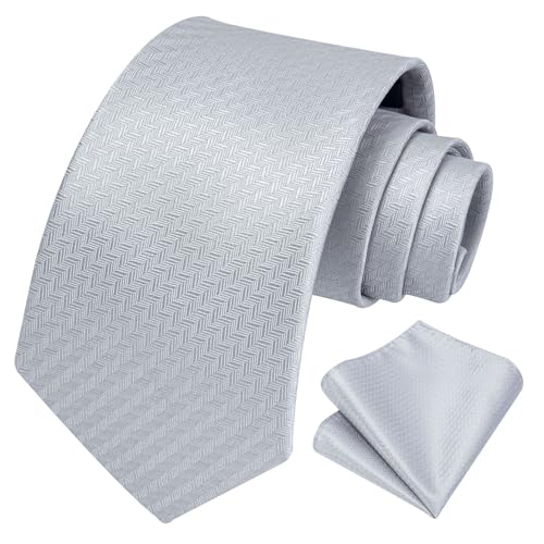 Image of HISDERN Ties for Men Solid Houndstooth Neckties Handkerchief Formal Business Tie & Pocket Square Set Wedding Party