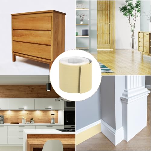 Image of uxcell 1 Roll Wood Grain Tape, 2.36 inch x 26 Ft Realistic Textured Repair Tape Self Adhesive Wood Textured Patch for Floor Wall Door Table Cabinets Desk Furniture Home Decor(Light Yellow)