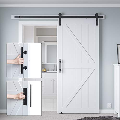 Image of 36in x 84in Sliding Barn Door with 6.6ft Barn Door Hardware Kit & Handle