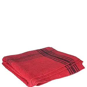 Fox Outdoor Navy-Striped Red Wool Blanket