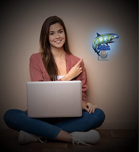 Puzzled Glass Art Night Light, Plug In Decorative Socket Lamp, Manual On & Off Portable Light For Stairway, Bedroom, Bathroom, Nursery, Home Accessory & Kitchen Decor - Shark #TOP5