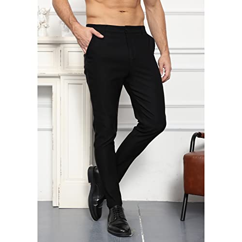 Angbater Men's Stretch Comfort Golf Pants Slim Fit Lightweight Outdoor Work Casual Trousers With Pockets Black #TOP4