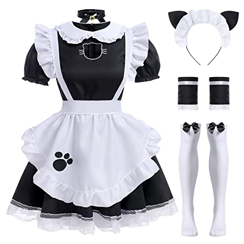Odizli Maid Dress Cosplay Anime Girl Sexy Kleid Pelziges Katzenohr...