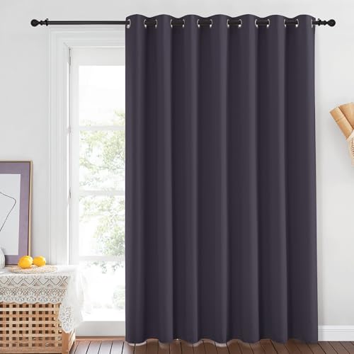 NICETOWN Blackout Curtains for Living Room Bedroom - Sliding Patio Door Insulated Blackout Drapes, Extra Wide Curtain for Villa/Hall/Parlor (100 inches W x 84 inches L, Greyish Purple)