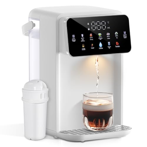 Hoapin Distributeur d'eau chaude 2000W, Chauffage Rapide, 7 Réglages de Température, 8 Réglages de Volume, Écran Tactile, 3L pour cuisine bureau